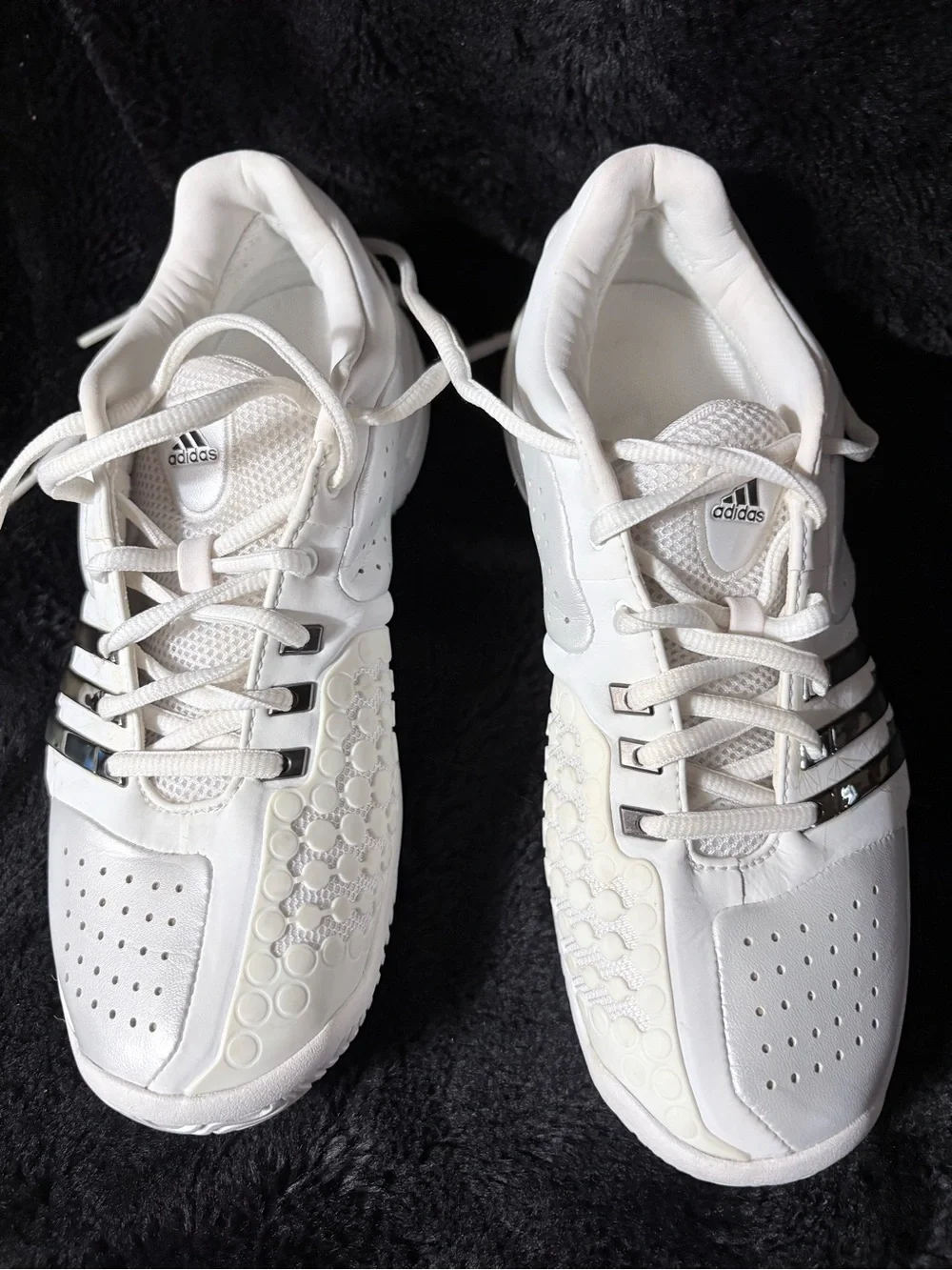 Adidas Barricade Classic Bounce Tennis Shoes White Metallic Silver Size 6